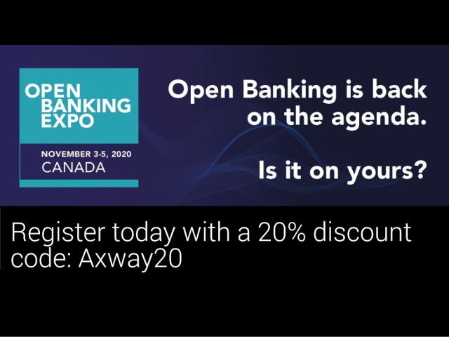 mmmorganax's tweet photo. Axway is sponsoring @OpenBankingExpo Canada, November 3-5. Join @mropenbanking, Eyal Sivan, and leaders from top Canadian banks, for three days of virtual content and networking. Book today and receive a 20% discount with code: Axway20 #OpenBanking @Axway https://t.co/aLHxPDmaTc https://t.co/oPe8FJXD2G