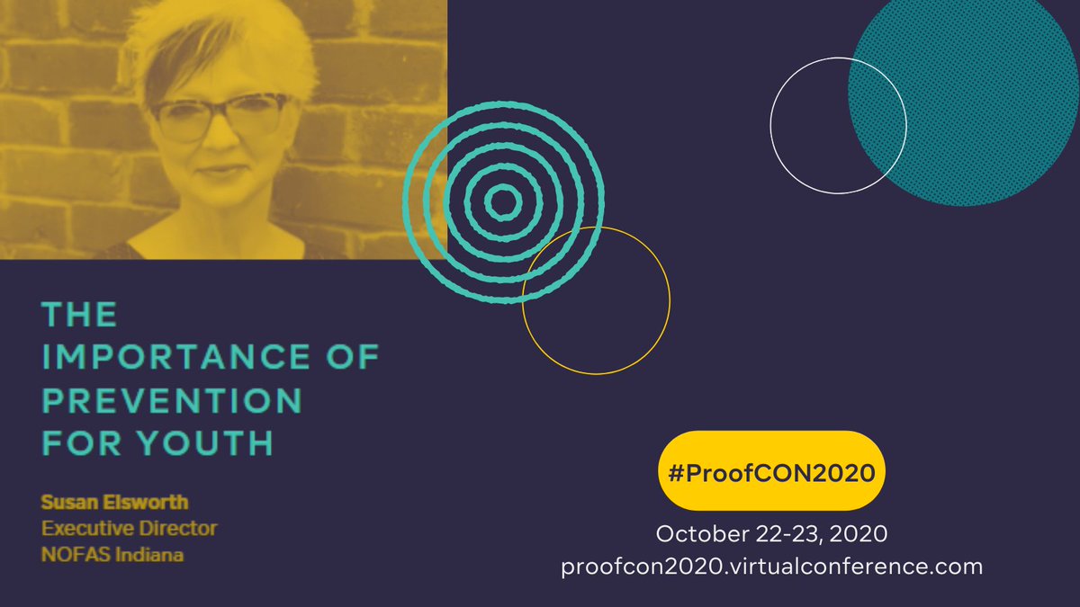 Proof_Alliance's tweet photo. Want the latest in #FASD prevention and support? Join us Oct 22-23 for ProofCON2020: FASD in a New Era!
SPEAKER SPOTLIGHT:
The Importance of Prevention for Youth with Susan Elsworth of @IndianaNOFAS.
Reserve your spot at #ProofCON today!
https://t.co/PpAgAxf7lg https://t.co/YMFrMzkHY8