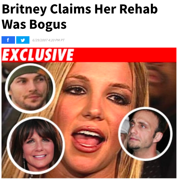 In February, Larry Rudolph, Kevin Federline and Lynne Spears pressured Britney into rehab saying if she didn't go, Kevin would take custody of their kids away from her. Professionals believed she was suffering from post-partum depression and never had a dirty test.  #FreeBritney