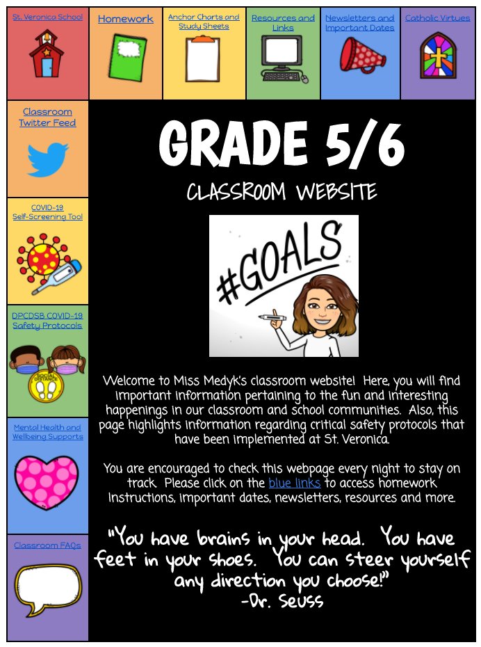 📣 GRADE 5/6 FAMILIES -- Have you visited our Classroom Website?!  Be sure to check it out using the link set home on Friday.  You'll be able to find:⭐️Homework tasks ⭐️Useful websites (w. access codes/usernames/passwords) ⭐️Anchor charts ⭐️Monthly newsletters ⭐️FAQs 🖥📱💻