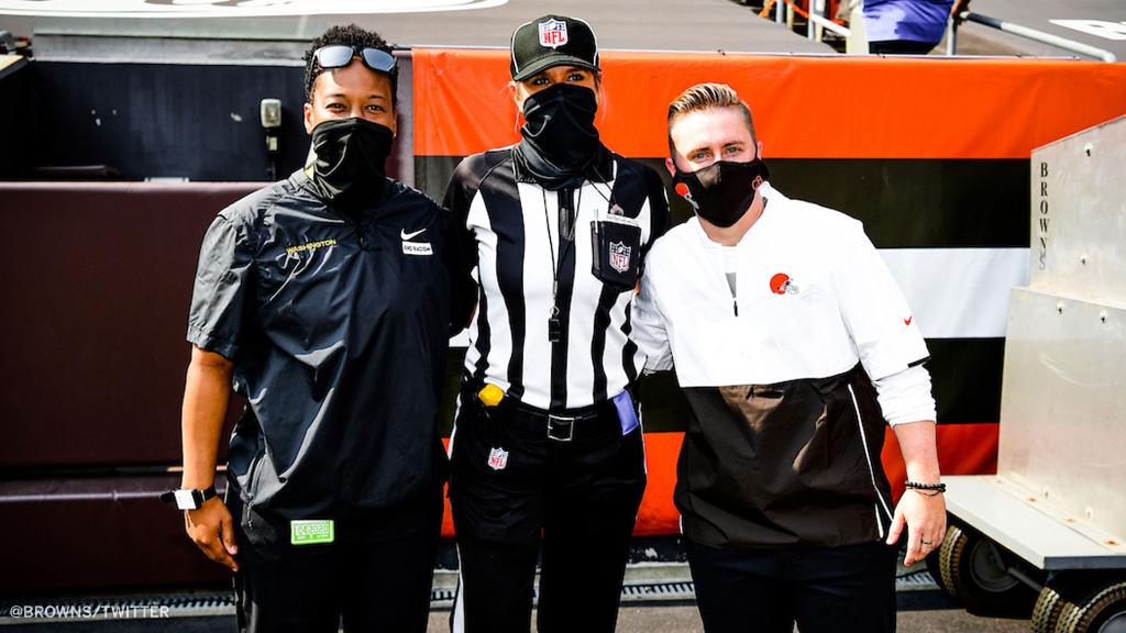 For the first time in NFL history, there will be a game featuring a female ref and female coach on each sideline 👏

▪️ Jennifer King - Washington Full-year coaching intern
▪️ Sarah Thomas - NFL Referee
▪️ Callie Brownson - Browns Chief of Staff

📸: <a href="/Browns/">Cleveland Browns</a>