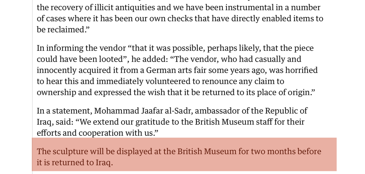 This is a key observation & something I had missed when I read the story.Is there *any* supposedly altruistic action of the BM relating to foreign cultural heritage that isn't really about self-promotion? https://twitter.com/tamacahut/status/1310250589314527233