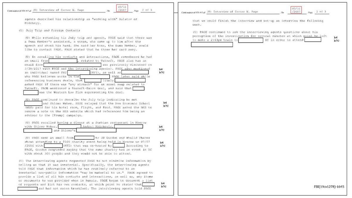 Hmm....Carter says that on March 31, 2017, FBI agents asked him about General Flynn. However, a discussion about Flynn doesn't appear to be reflected in the FBI's 302.(Hidden under one of the redactions, maybe?) https://gofile.io/d/4VRfgk 