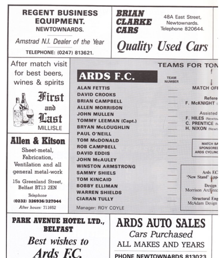 #99 Ards 2-5 EFC - Jan 15, 1991. Howard Kendall returned to EFC as boss in Nov 1990. The 1st friendly of the ‘Kendall 2’ era saw EFC go to Northern Ireland to face Ards in a match to mark the opening of their new stand. EFC won 5-2 with 3 goals from Cottee & 2 goals from Beagrie.