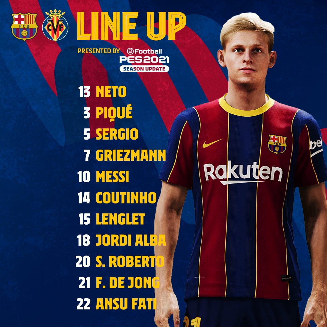 📢 BARÇA XI

⚽ #BarçaVillarreal

🔵🔴