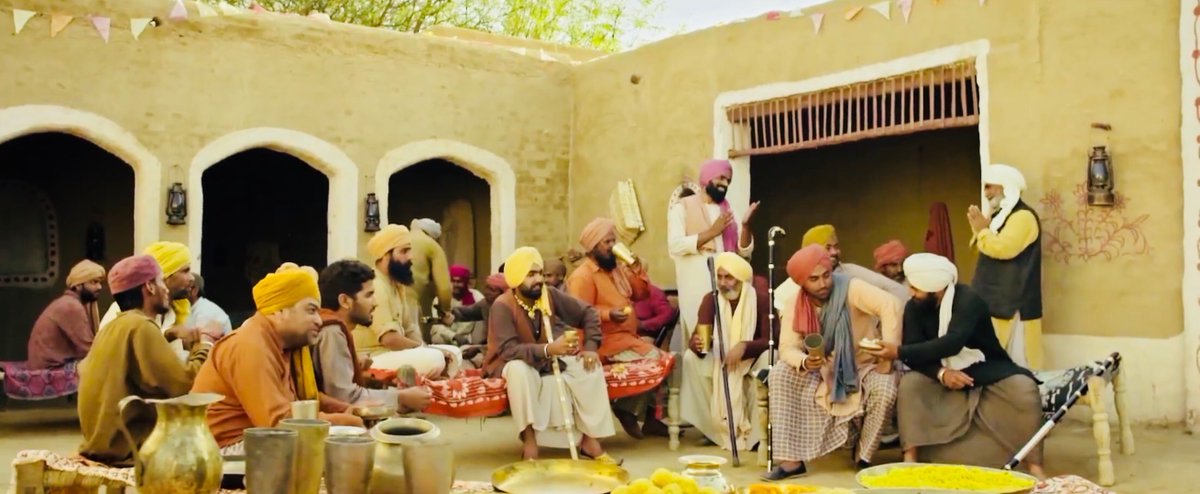 Baraat time. Punjab vich destination weddings hundia c before they were a trend Just posting these pics to appreciate the whole setup. Look at the details: manjhe, kache ghar, costumes, the decoration they really made it look like a 1942 de vele da viaah vala ghar 
