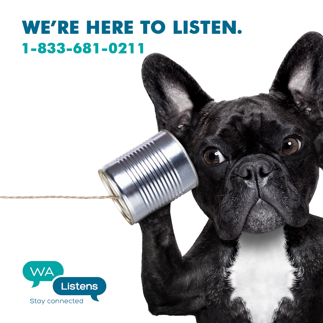COVID got you down? We're here to listen. 
Call Washington Listens at 1-833-681-0211