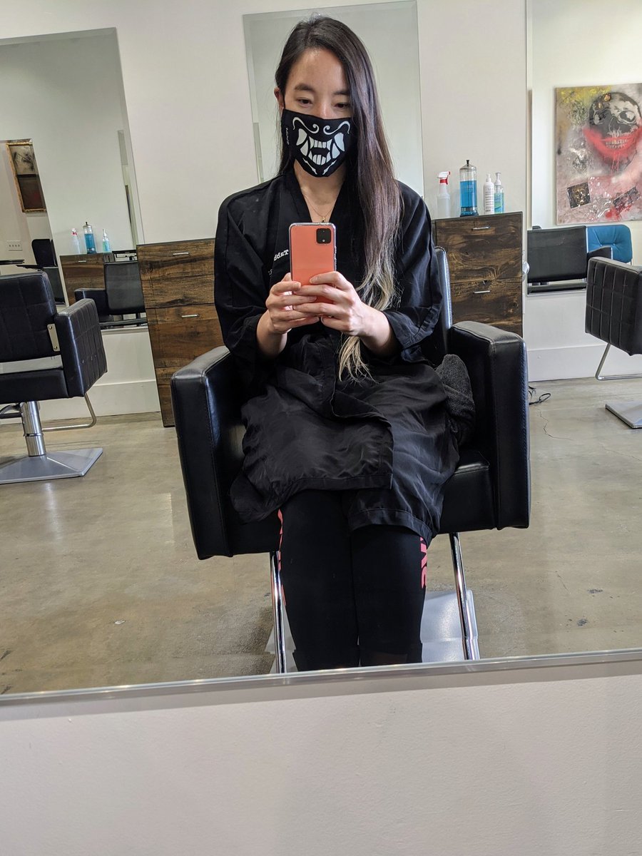 first time getting my hair done since march 2018... and a very new style to come. wish me luck!! (gulp)