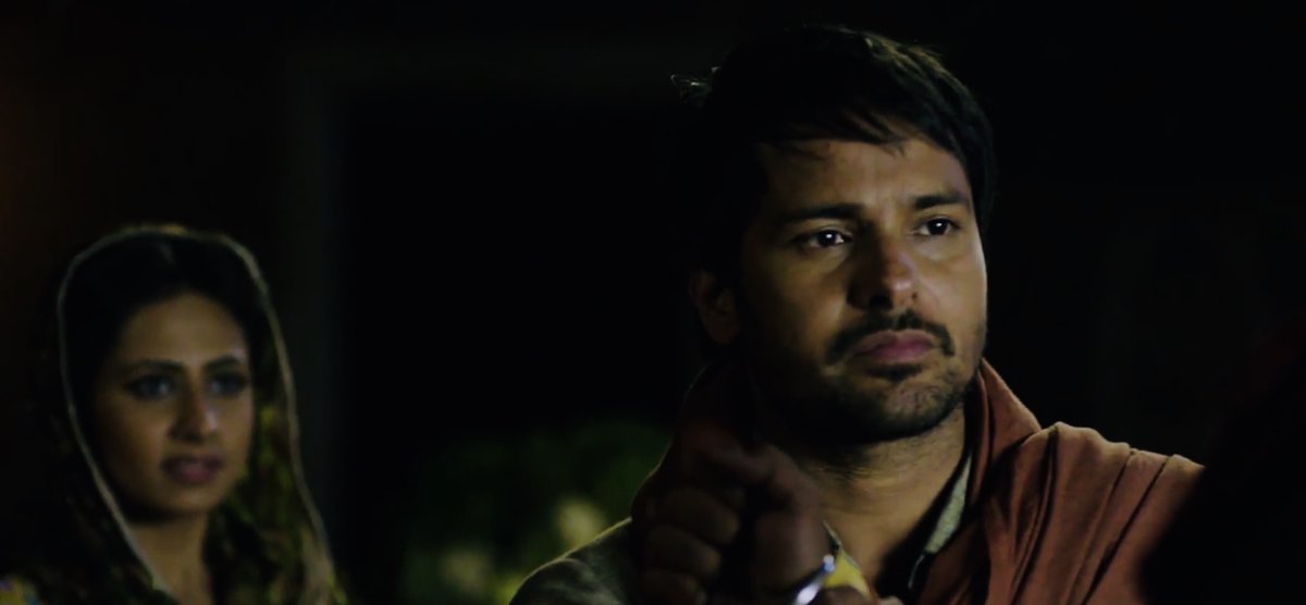 Amrinder Gill literally acted with his eyes in this scene, there was no dialogue from Angrej to Hakam, just a death stare and Amrinder said everything through his eyes. He is so underrated as an Actor that it hurts 