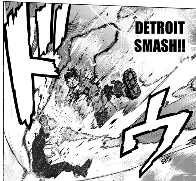 None of these attacks are random - they're all the same as when Deku or All Might have used them previously. Detroit Smash was All Might's weather-changing downwards punch, Wyoming Smash is a strike with the forearm or elbow,