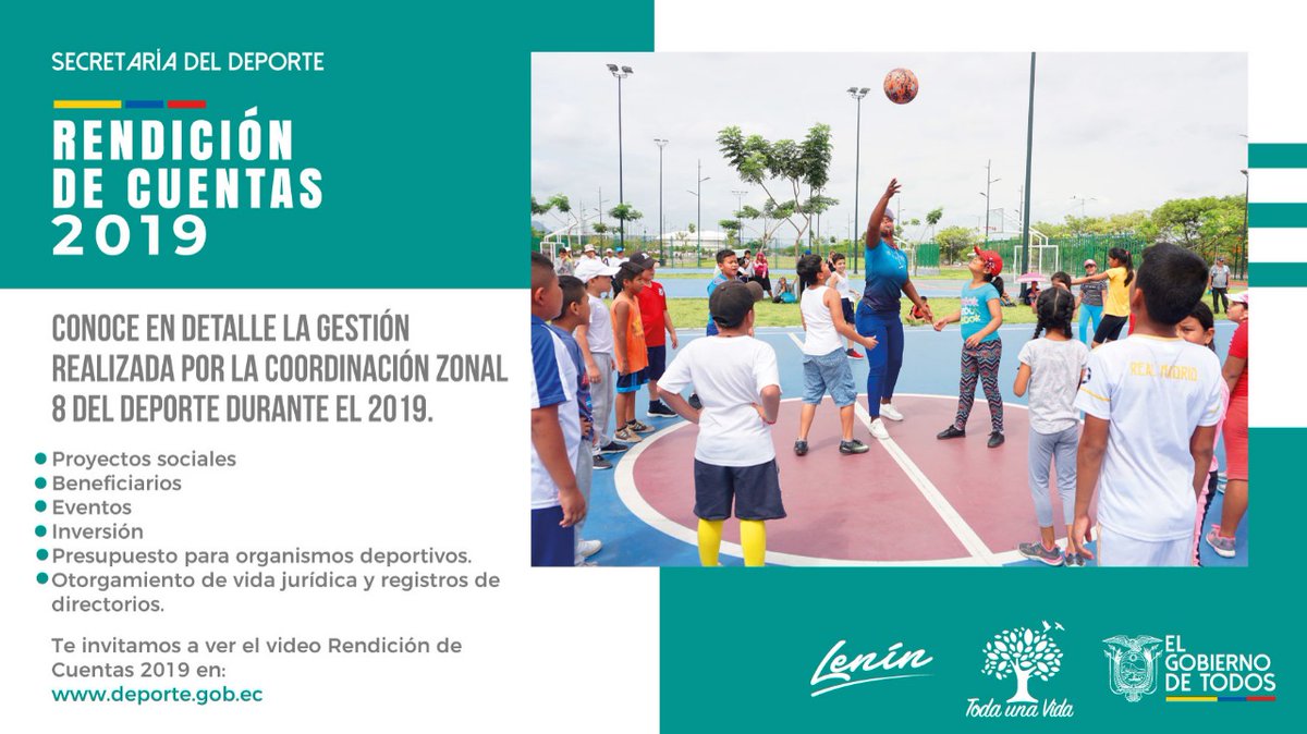 DeporteDZ8's tweet photo. Presentamos la #RendiciónDeCuentas2019 de esta Coordinación Zonal.

Accede a través de https://t.co/SeIJ2kQQas y recuerda que puedes dejarnos tus aportes a través de: https://t.co/pIWSjWwUf0
 
#JuntosEcuador
#SembramosFuturo https://t.co/P5jZwqLs0n