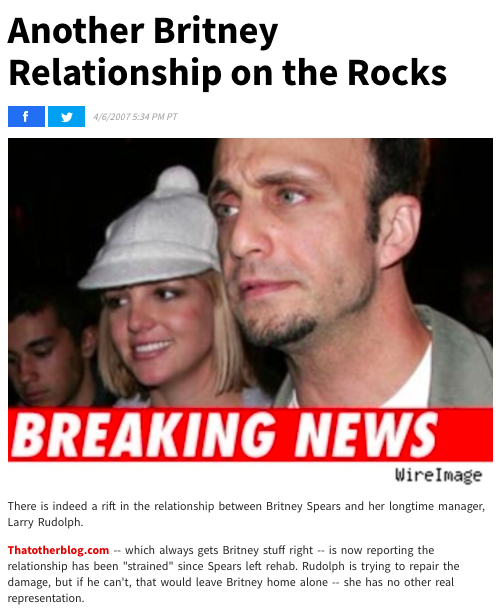 In April 2007, reports started circulating that Larry's relationship with Britney was on the rocks. She fired him AGAIN and even filed a labor petition against him.  #FreeBritney