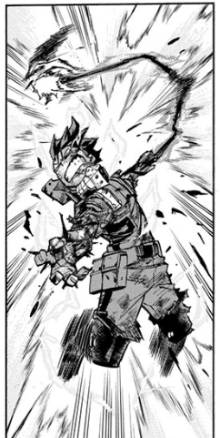 Deku's arm is heavily broken after this barrage, which is how we know the last attack was a punch despite not seeing it. It's fitting that both attacks Deku borrowed from All Might (that we know of) were first seen in chapter 1, since 285 calls back to it quite a bit