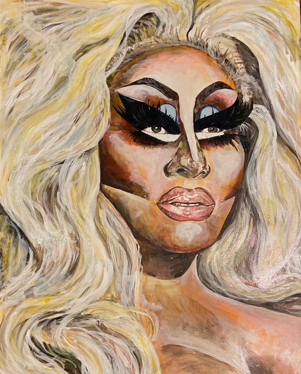 Bradley_Ch4rles's tweet photo. @trixiemattel #myfavwoman
 #lgbtq #pride #queer #gay #travel #actor #equality #picoftheday #art #painting #trixiemattel #queerart #drag #dragqueen #trixie #trixiecosmetics #dragrace #rupaulsdragrace #allstar #portrait #retrato #queen https://t.co/6OW8EoxIqN