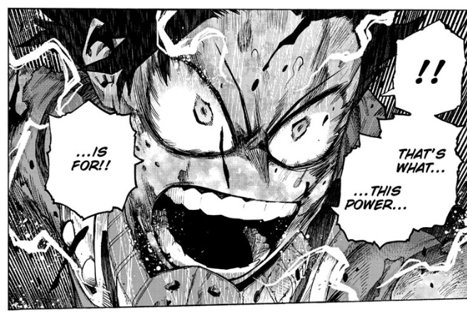 We know part of the reason hero society is dysfunctional is because it relied on one person - All Might. There's been speculation that the end of MHA will have many symbols and pillars rather than everything being built around one hero. But here, Deku's repeating All Might's