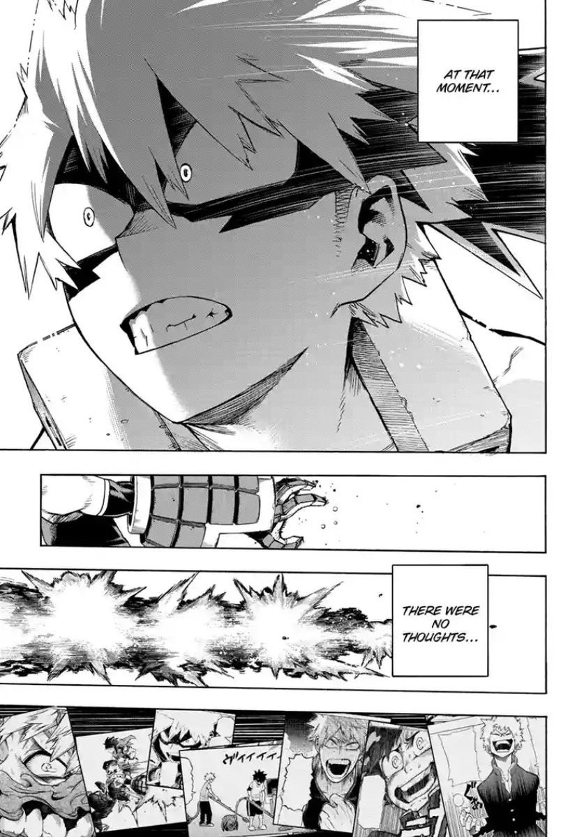 AliceLaiho's tweet image. My Hero Academia chapter 285:
This chapter omg. 😭😭😭 
Bakugou went from only caring about fighting villains and winning, and failing the hero license exam for not wanting to help the civilians... to his body moving on its own to save.. Deku. 😭😭😭❤️
I love my boy 😭🥺❤️❤️❤️