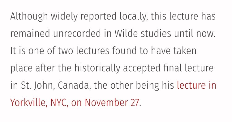 Cooper’s website/blog is a vast clearinghouse for Wilde’s 1882 U.S./Canada lecture tour.Wilde gave 141 talks (including two in St. Paul and one in Minneapolis). The post I found, from about a year ago, was about a newly discovered lecture — the tour’s penultimate. In Bridgeton.
