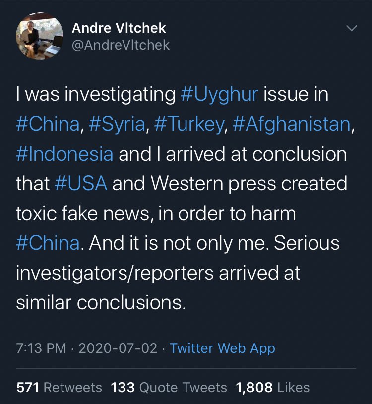 a renowned journalist was murdered for pointing out the lies and contradictions of the uyghur “concentration camps” and they didn’t give that any attention either  https://twitter.com/_wonniecore_/status/1309544421432516609