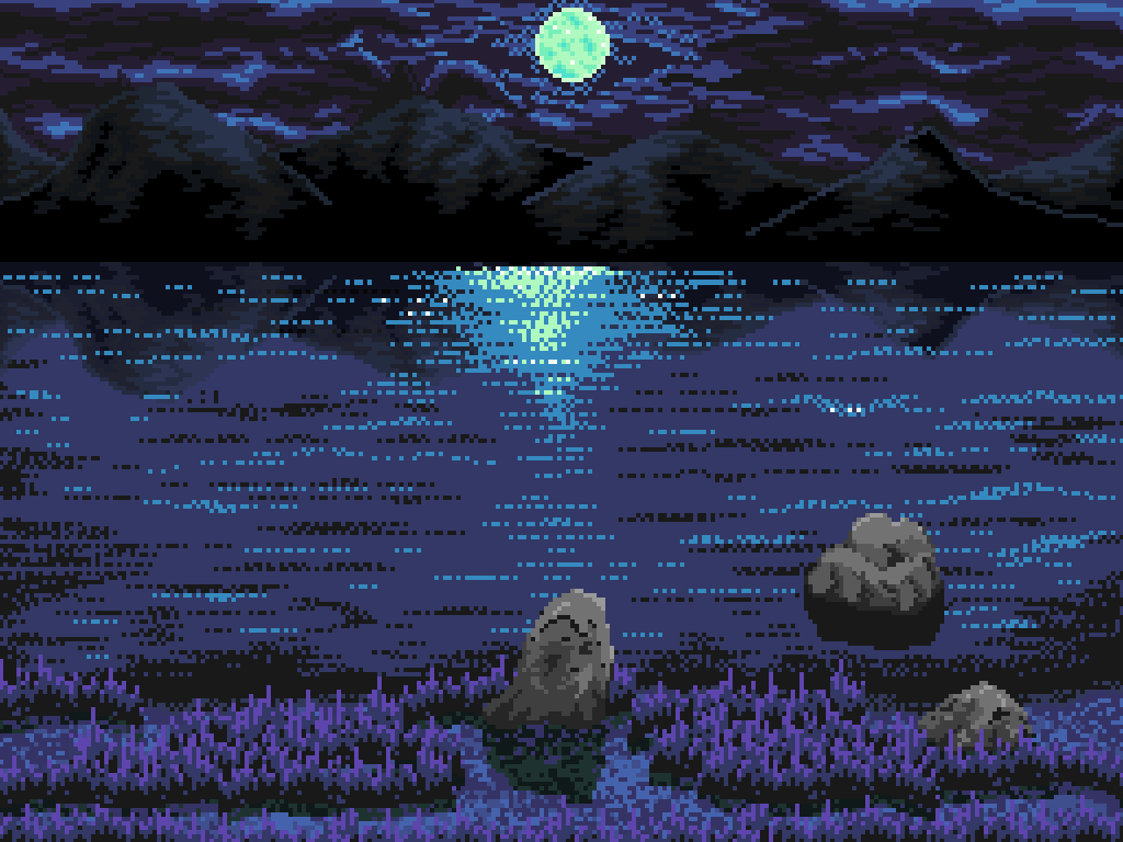 Cosmic_Void_'s tweet photo. Hey! I've redrawn the mountains for this lakeside area (now with reflection) in The Corruption Within.

One question: green grass or dark purple grass? Would love to hear your opinion. 🙂

#pixelart #indiegame #IndieGameDev #adventuregame https://t.co/06JF7RBW5z