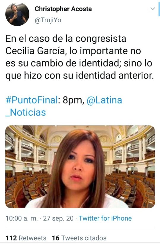 TeApoyoCeciliaG's tweet photo. Es ingenuo creer que tanto escarnio, es casual, justo cuando impulsamos luchas contra la banca y las AFPs, me enorgullece que me investiguen, asi le demostrarán al Perú que no tengo nada, que esconder ni porque bajar la cabeza. https://t.co/qSEyXc6zEb