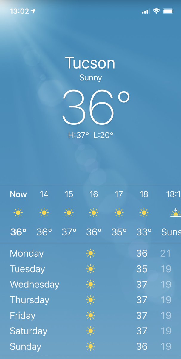 elisatomat's tweet photo. Just so you know, there are places where the meteorologist says things like: โunfortunately the summer is not planning to leave just yet...โ
#tucsonproblems #fallplease โ๏ธ๐ต https://t.co/IvEOb98Dsw