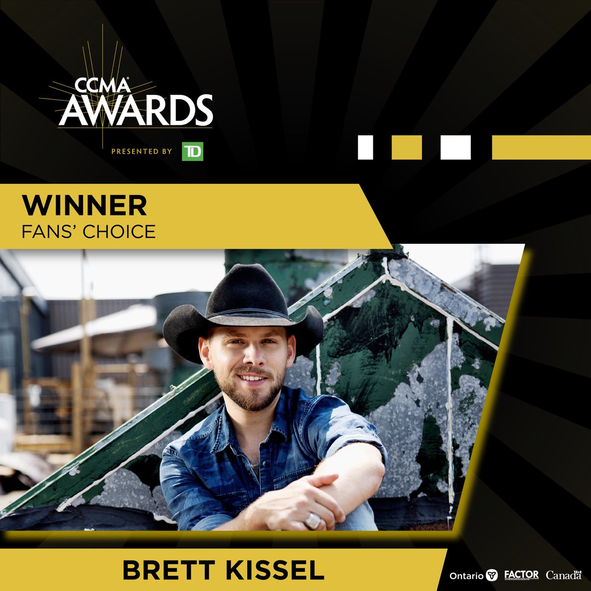 Your 2020 #CCMAAwards for Fans’ Choice goes <a href="/BrettKissel/">BRETT KISSEL</a>! ✨