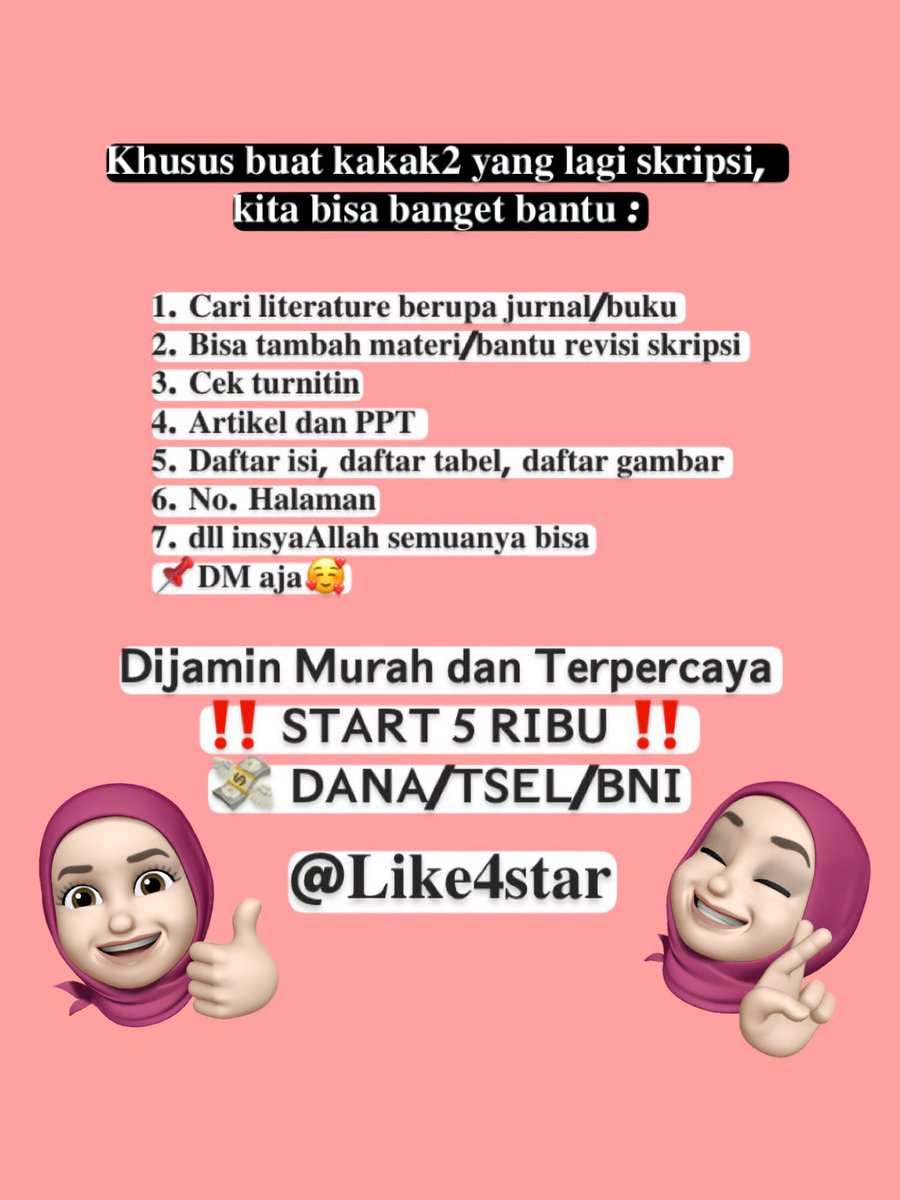 JOKI TUGAS TERMURAH 
(SD SMP SMA KULIAH) 
💸 START 5K 💸

✨Bismillah✨
JOKI TUGAS InsyaAllah AMANAH MURAH &amp; TERPERCAYA. HARGA TERJANGKAU😍😍
🌻Sesuai budget
🌻Materi bisa didiskusikan dulu
🌻Deadline mepet? Ga masalah dong. 
📩 Cusss langsung DM ya kak
🖇 Since July 2020