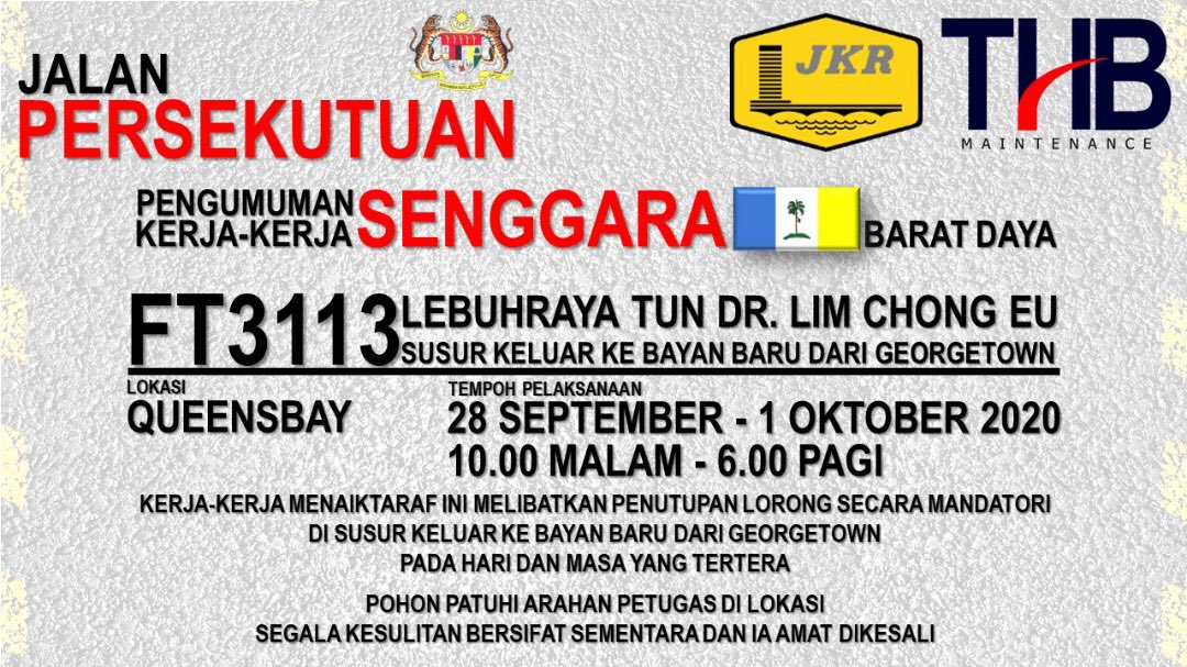 Thb Maintenance Sdn Bhd On Twitter 29092020 Di Jkrbaratdaya Ft 3113 E Tun Dr Lim Chong Eu Sek 0 00 0 30 Berkalapavemen Team Bp Thbmpenang Baratdaya Laksana Kerja Ini Di Sini