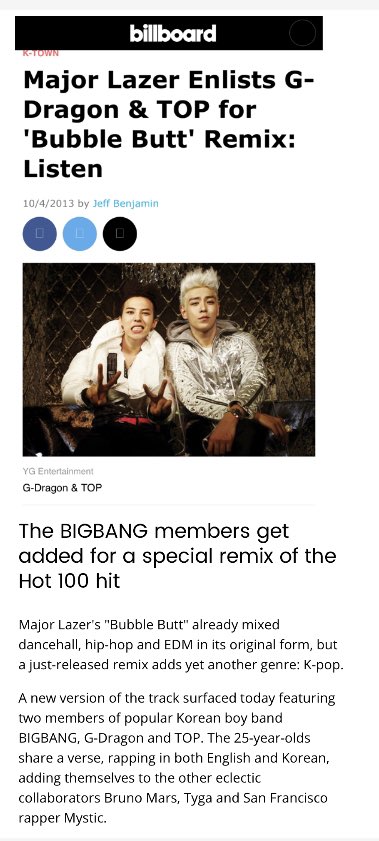 Billboard articles regarding the collaborations.  #BIGBANG  @YG_GlobalVIP