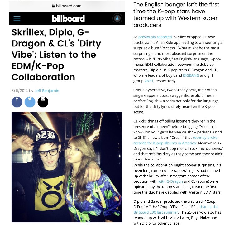 Billboard articles regarding the collaborations.  #BIGBANG  @YG_GlobalVIP