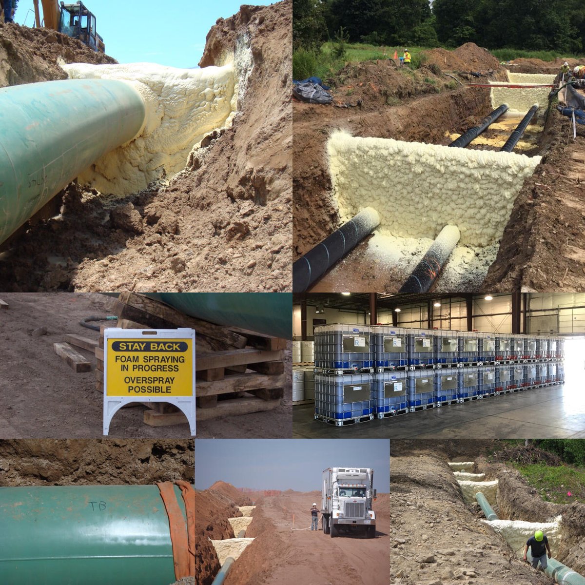 NCFI's tweet photo. NCFI is a proud supplier of polyurethane spray foam for the pipeline construction industry. Helping meet the needs of the oil and gas industry is our commitment. Made in the USA. #NCFI #pipeline #breakers #sprayfoam #breakerfoam #stratafill #madeintheusa #oilandgas https://t.co/nHTK7ssXkp