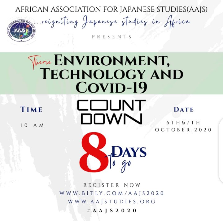 @AfricanAajs Ladies and Gentlemen are you ready😘

8 days countdown to the first virtual conference. You won't want to miss. Stay informed #AAJS2020