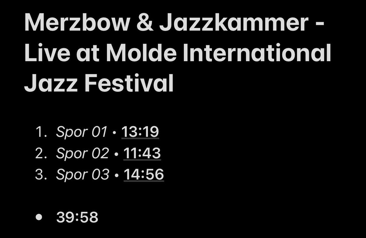 35/108: Live at Molde International Jazz Festival (with Jazzkammer)A very minimalistic and repetitive project with a nice atmosphere. The alchemy between these two artists matches in my opinion but lacks a little bit in interest and it gets kinda boring at the end.