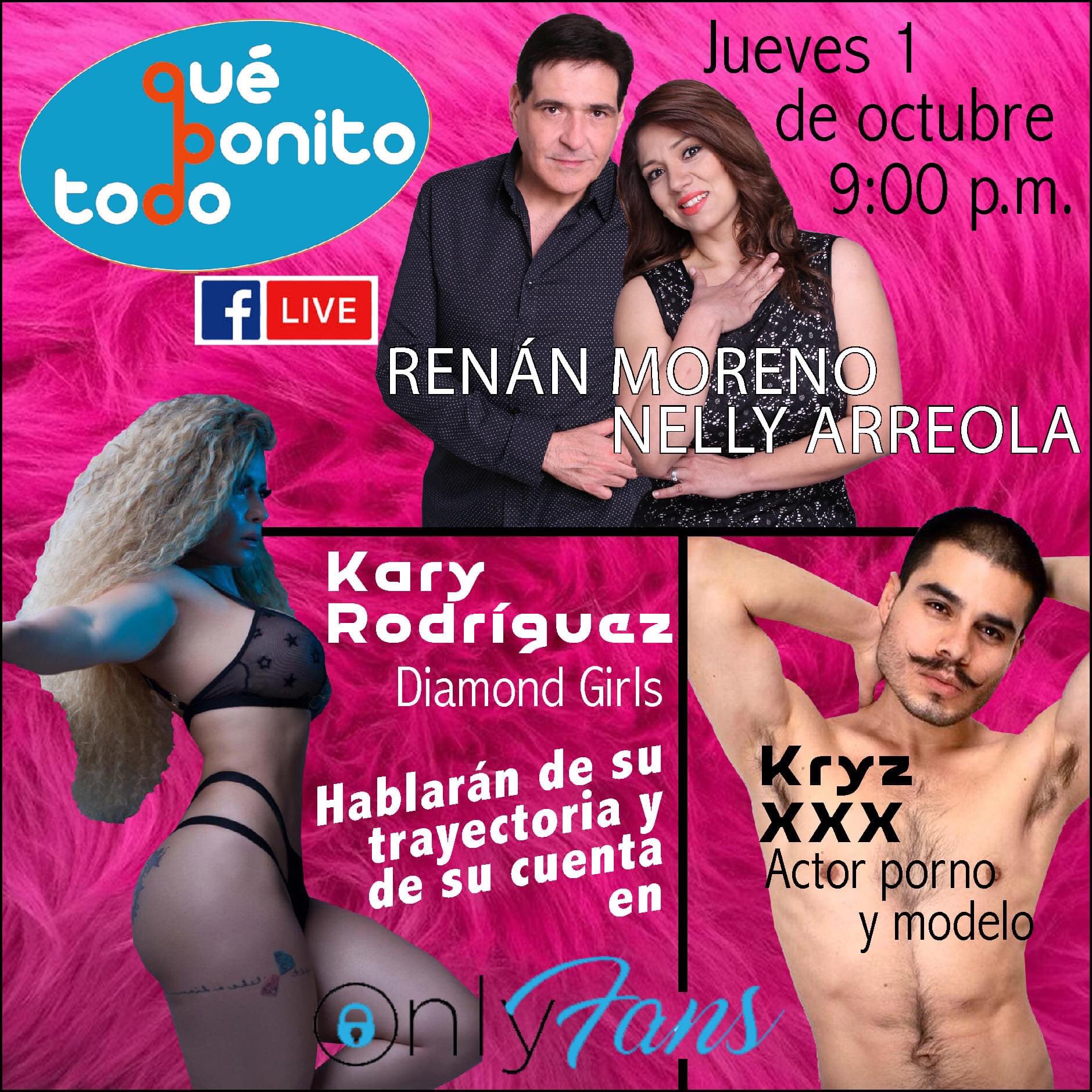 Renan Moreno Actor on X: Este jueves estará candente el programa. Renán  Moreno y Nelly Arreola entrevistarán a Kary Rodríguez (Diamond Girls) y al  actor porno y modelo Kryz XXX. Donde nos
