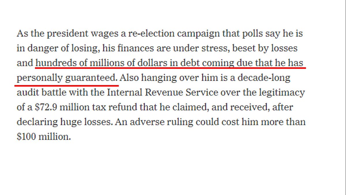 3/ Then we get to this part about the current state of his business, which highlights the amount of debt that Trump has coming due. We actually already know a lot about his debt -- far more than most people who follow the news might think. Let's pause here and dig into it.