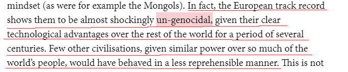 "Un-genocidal" isn't a word. It sounds stupid.Two, this claim only works if someone agrees with the lack of genocide premise. A premise set up with "smallpox blankets yo" and nothing else. /36