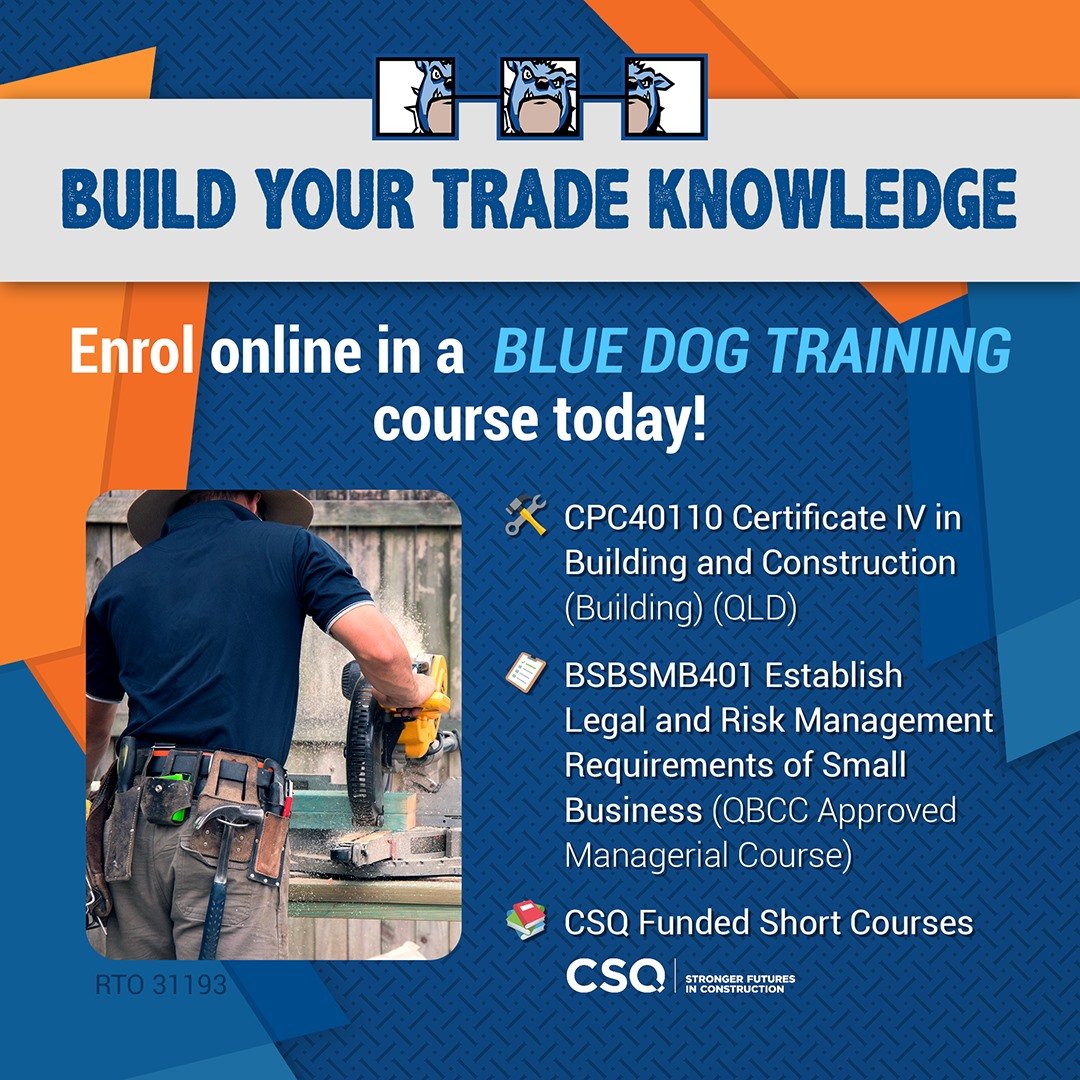 BlueDogTraining's tweet image. Build your knowledge with a Blue Dog Training course
💻📱 Enrol online today - bluedogtraining.com.au
🏠👷