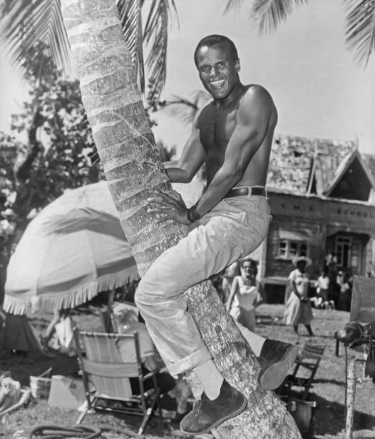 Tho the island in  #IslandInTheSun (Island of Santa Marta) is a fictions one, it was shot in the West Indies. Starting production Oct '56, after the novel's release Jan '56, shooting taking place between Barbados + Grenada before transporting for studio work to London. #TCMParty