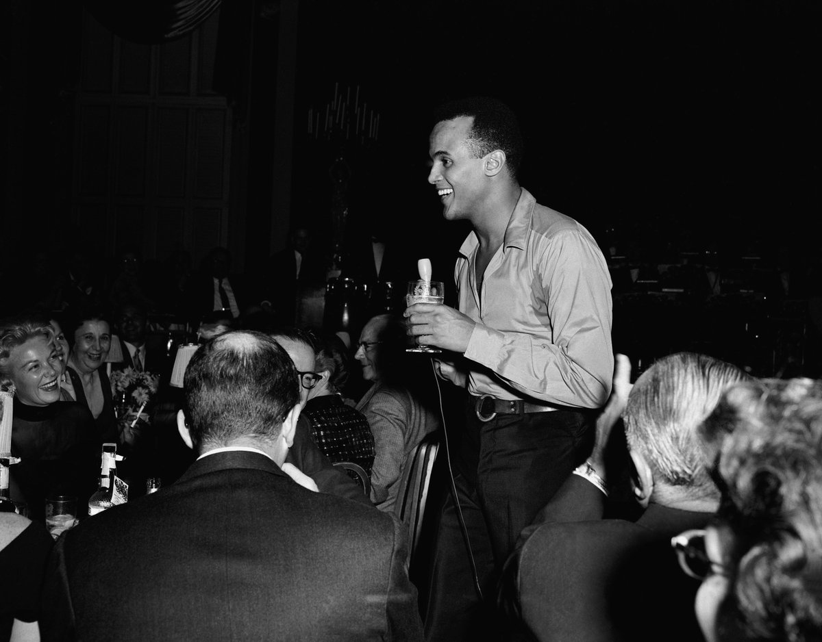 Beginning his professional singing career in 1952, Belafonte won a TONY for his performance in JOHN MURRAY ANDERSON'S ALMANAC on Broadway, the same year of his film debut in BRIGHT ROAD, 1953.(Belafonte performs Waldorf-Astoria, NY + Riviera, 1956/57.) #IslandInTheSun #TCMParty
