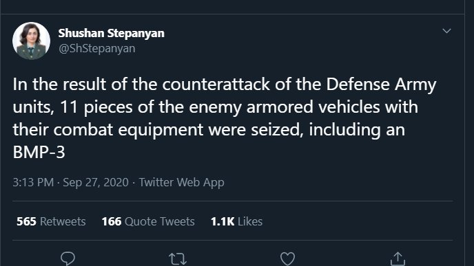 Another claim by the spokeswoman of the Armenian MoD about Azerbaijani losses. 184/