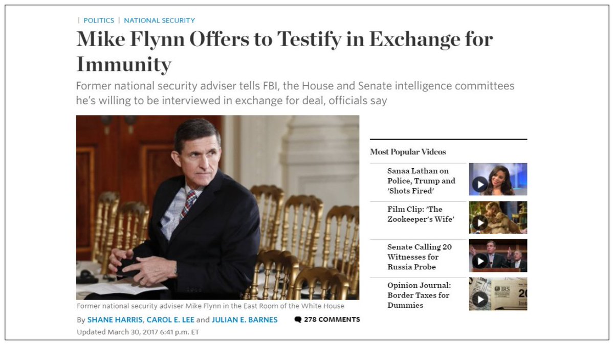 Why would Carter Page have expected FBI agents to ask him about this WSJ article during his interview?  https://www.wsj.com/articles/mike-flynn-offers-to-testify-in-exchange-for-immunity-1490912959