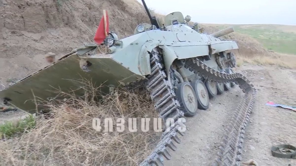 The video shows 8 bodies from the Azerbaijani military as well as three BMP-2, one of which was a catastrophic kill while the other two appear to be damaged/mobility kills. 186/ https://vk.com/armenia_military_portal?w=wall-164246427_85468