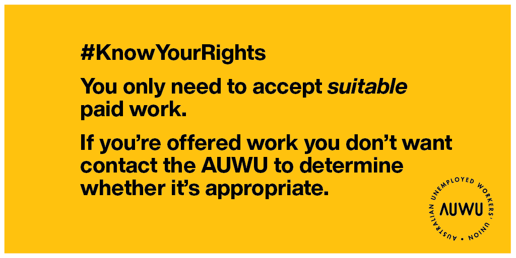 You can only be forced to do 'suitable' work if you don't have a valid reason to decline. If your provider offers you a paid job that doesn't fit your circumstances call us on 1800 289 848 for help.You can read more about what is 'suitable' here:  https://guides.dss.gov.au/guide-social-security-law/3/11/1/20