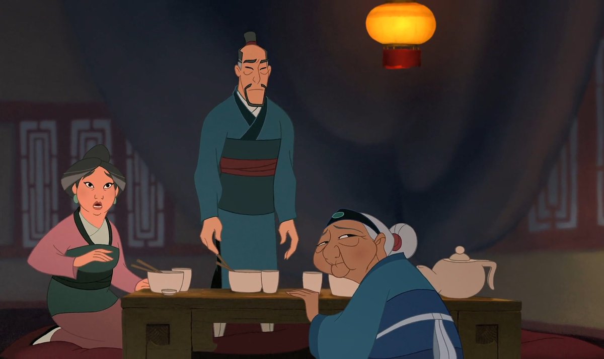 ALSO check out mulan's family eating absolutely nothing but bowls of rice and tea