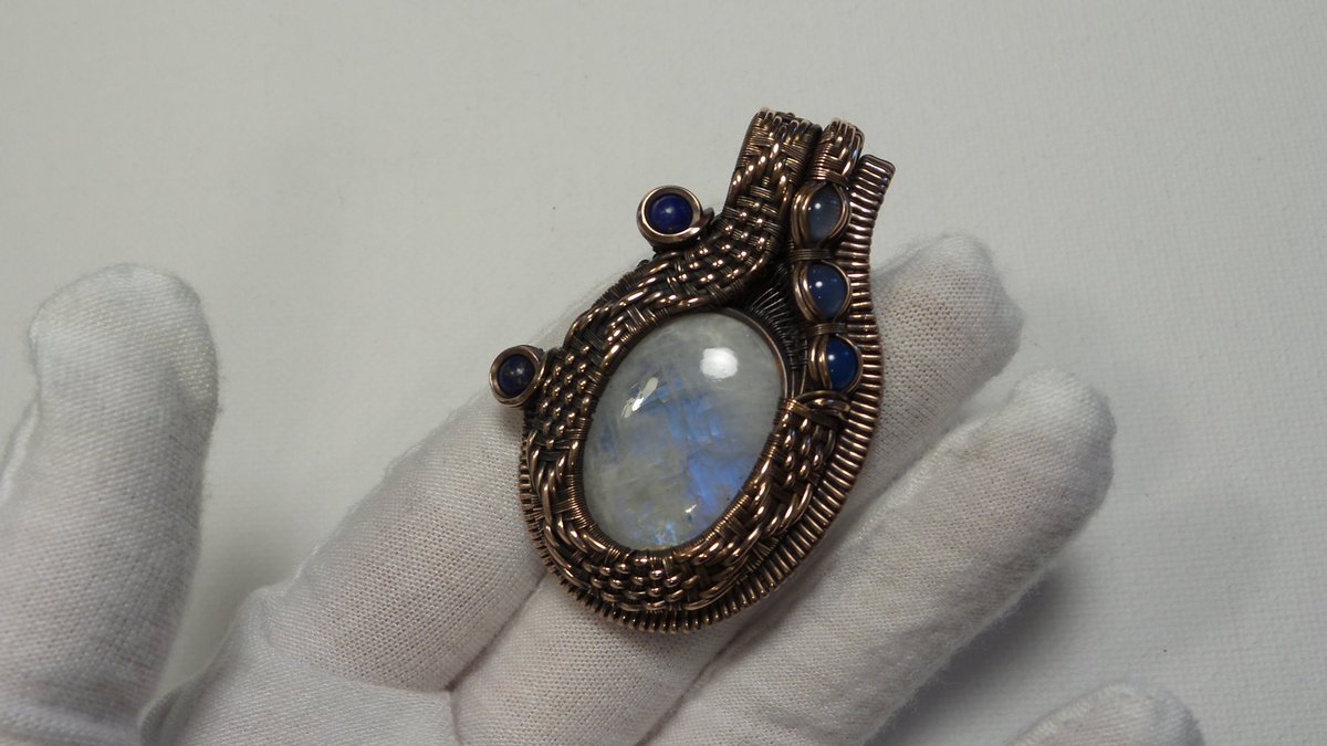 Rainbow moonstone, lapis and blue chalcedony- $55 free us shipping