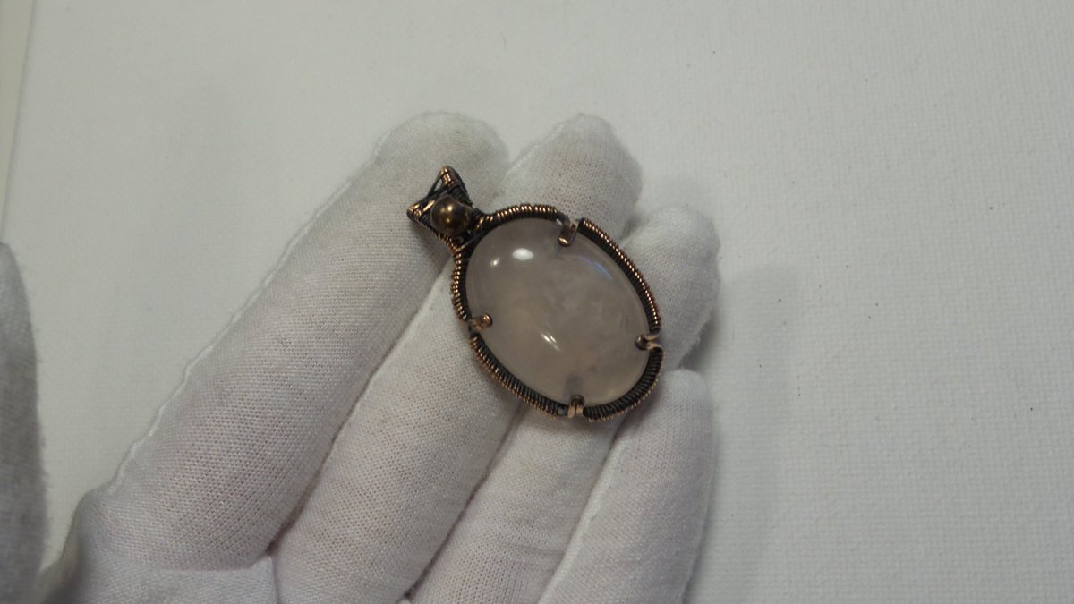 Rose quartz in copper ~ 15 free us shipping