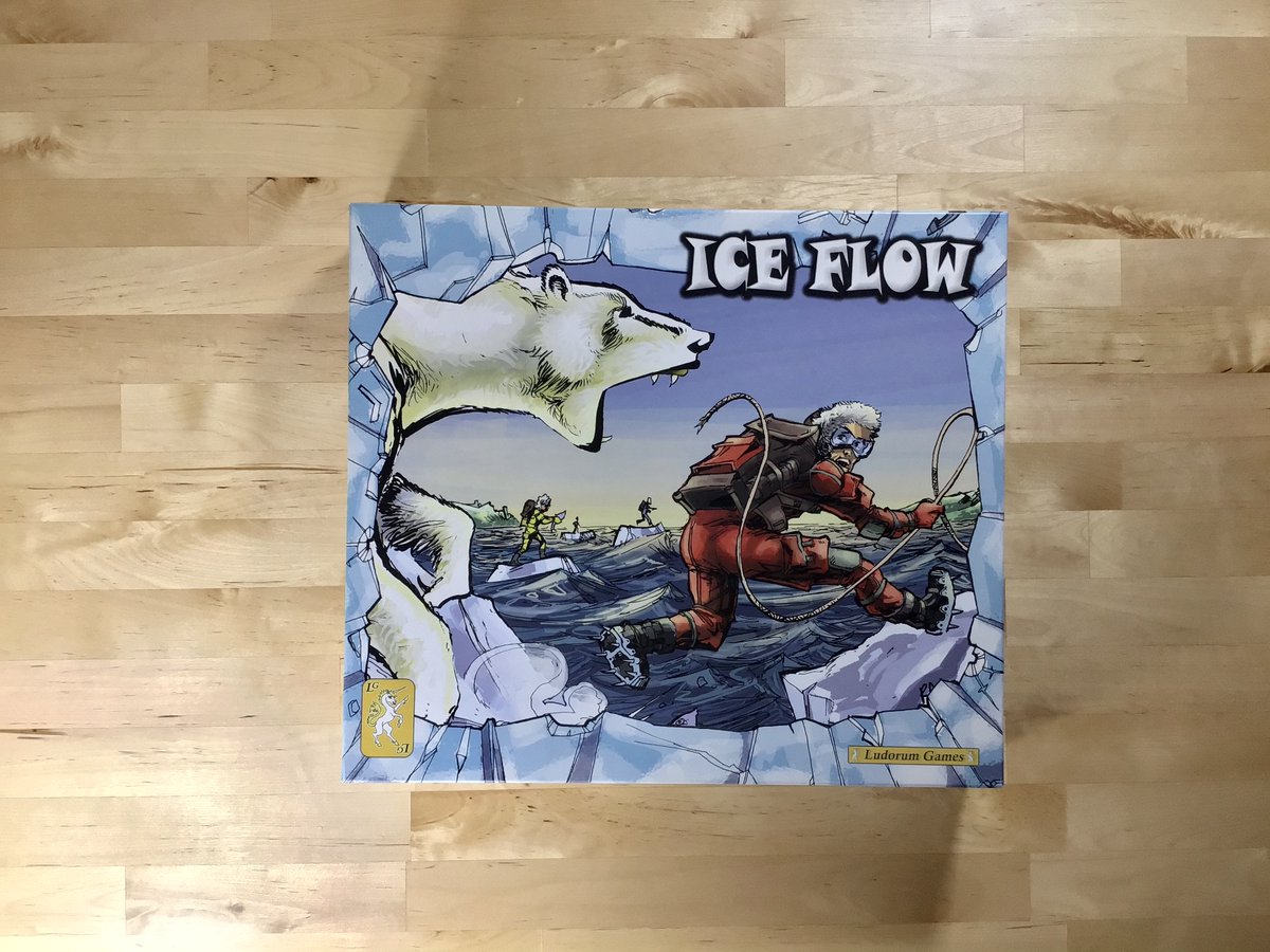In Ice Flow players have 3 explorers and a rucksack.On your turn, rotate or move an ice floe, then move one of your explorers and collect items.Winner is the 1st to negotiate all the hazards and arrive in Siberia all 3 explorers intact.By Ludorum Games