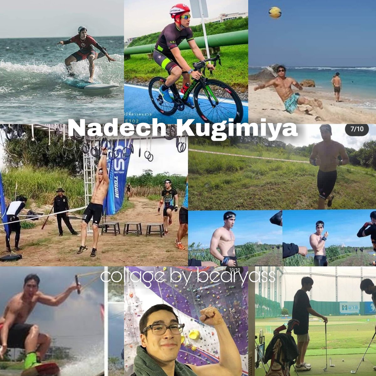 Nadech is an adventurous guy! He loves sports and loves to do outdoor activities He plays basketball, football, golf, he loves rockclimbing, hiking etc. He participates in marathons and spartan races too  Does wake boarding and even surfing. #ณเดชน์  #nadech  #kugimiyas