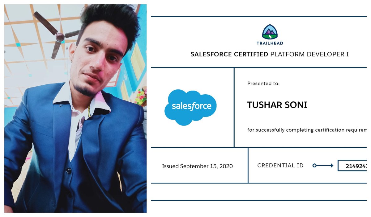 We congratulate Tushar Soni on being a @salesforce  Certified Platform Developer 1. He is a @salesforce  Certified Administrator, @salesforce Certified Platform App Builder and Copado Certified Administrator. 
#Salesforce #SalesforceOhana #salesforcecertified #BodaciousITHUB