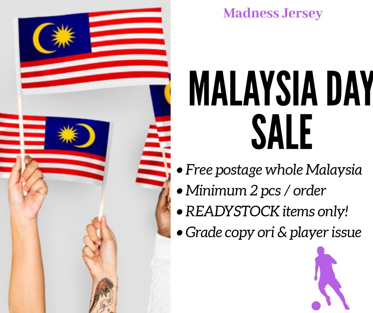  Thread Hari Malaysia Sale Hi, drop your business below. Rt mine & I'll retweet yours // follow for followback  Let's gooo FREE POSTAGE 1 MALAYSIA Minimum 2pcs per orderGrade Copy Ori & Player IssueJERSEY READYSTOCK   https://wa.me/01112007083 